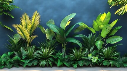 Obraz premium Lush green plants in an artificial garden setting
