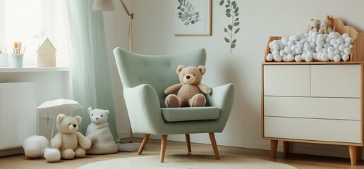 Pastel Nursery with Teddy Bears and Storage