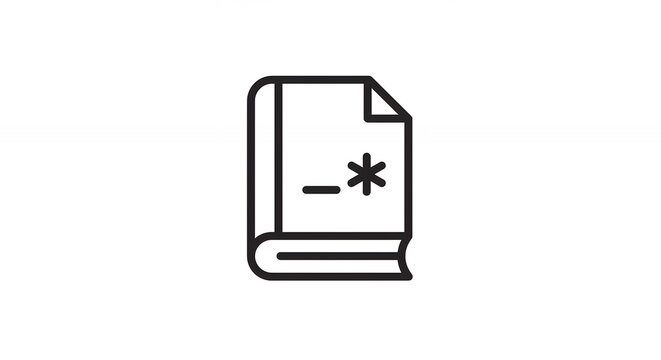 Outline Book with Text Symbol on Page Education Resource Icon
