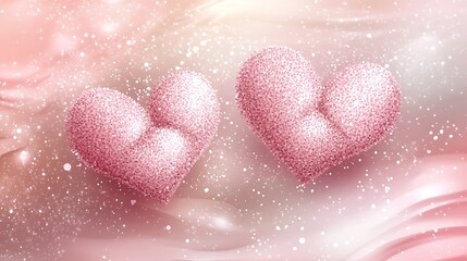 Pink Glitter Hearts with Love Background.
