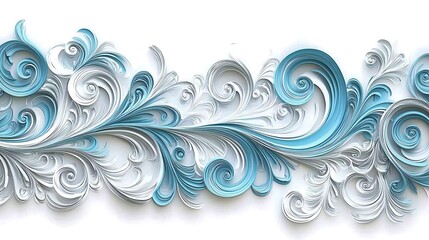 Fototapeta premium Abstract floral paper quilling design with blue and white colors