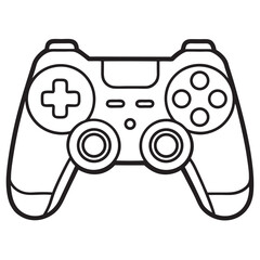 Video game controller line art black vector,Video Gamepad vector icon illustration on white background
