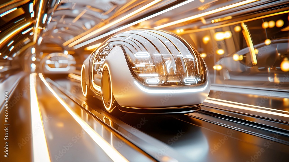 Poster laboratory and engeneer with ai and car concept. futuristic concept car in high-tech environment