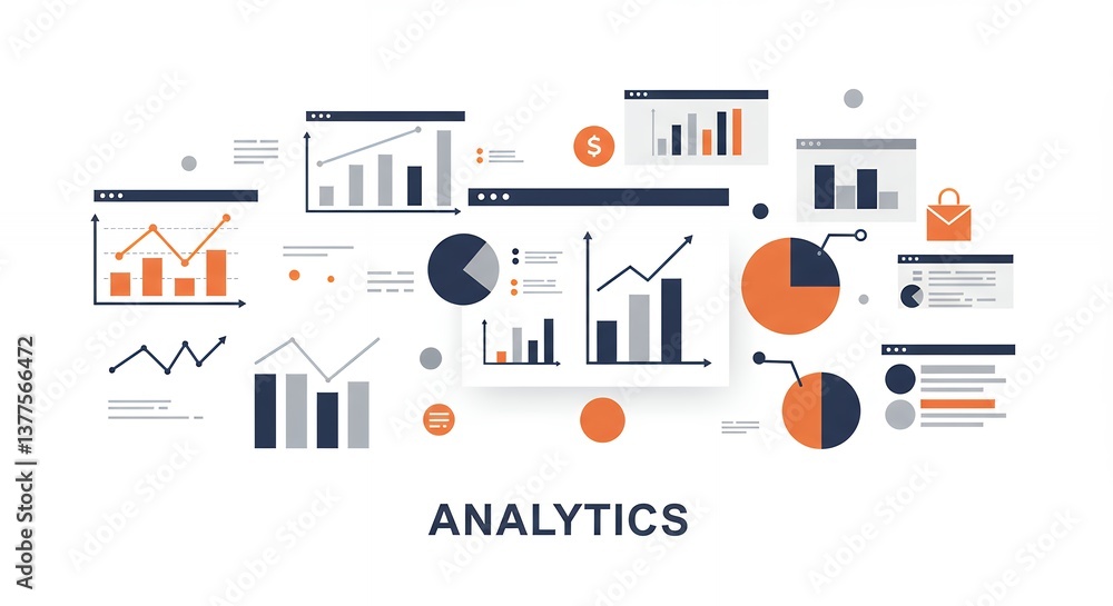 Poster analyzing business data with charts and graphs for strategic planning