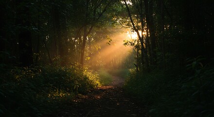 Obraz premium Sunlit Forest Path