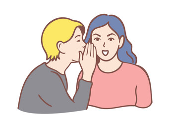 woman character whispering secret to her surprised friend. Hand drawn style vector design illustrations.