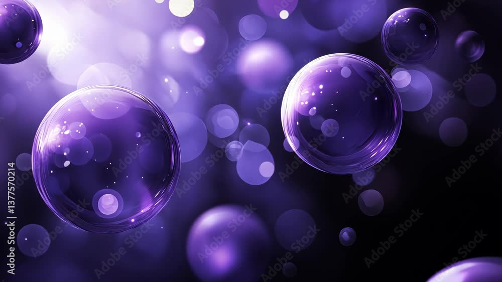 Poster colorful violet bubbles float against a dark background creating an ethereal and magical atmosphere 