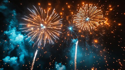 Fototapeta premium A fireworks display lighting up the night sky