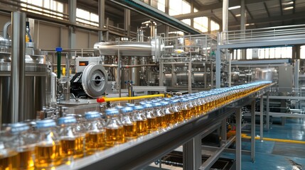 Fototapeta premium Bottling line in a modern factory