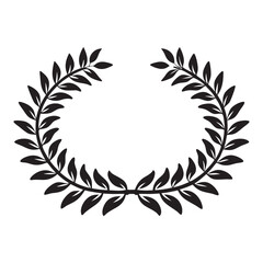  black and white silhouette circular laurel, foliate, and wheat wreaths depicting an award, achievement, victory, honor, prestige, 
excellence, recognition, emblem, classic, elegance, tradition, and g