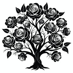 black and white floral tree