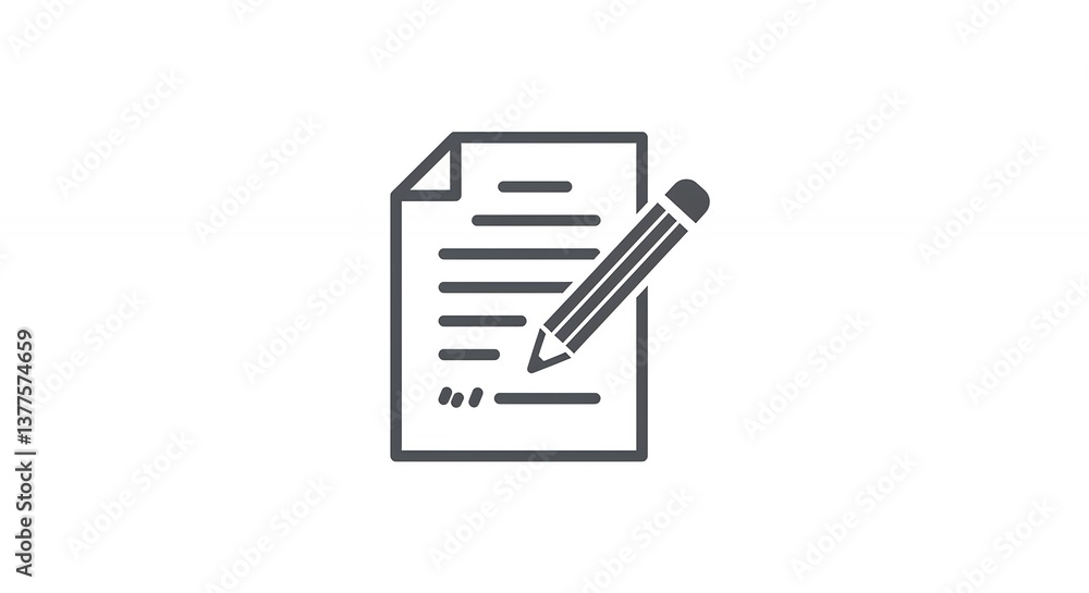 Poster document with pencil writing minimal line icon style design