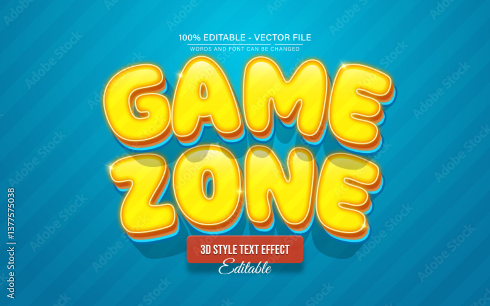 Poster yellow game zone 3d text effect