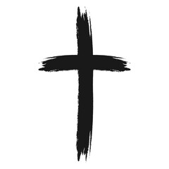 Bold Grunge Cross Brush Stroke, Religious cross with rough edges