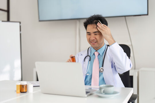 Telemedicine and Medication Review. A doctor analyzes patient prescriptions during an online consultation to ensure proper treatment.