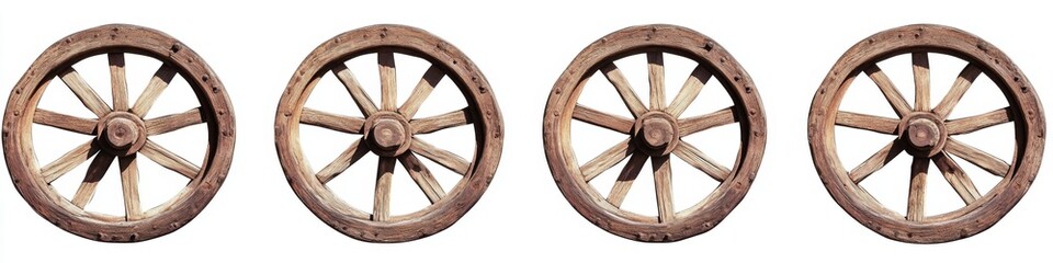 Antique Wooden Cart Wheels Isolated