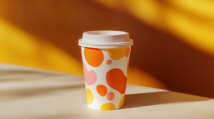 Mockup of a paper cup with abstract design