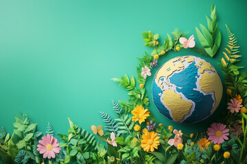 World environment and Earth Day concept with colorful globe and eco friendly enviroment.