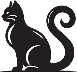 black and white cat silhouette