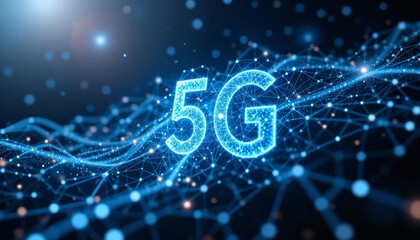 Abstract Wireless Network Visualization Glowing Blue Digital Background