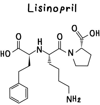 chemical structure of Lisinopril illustration