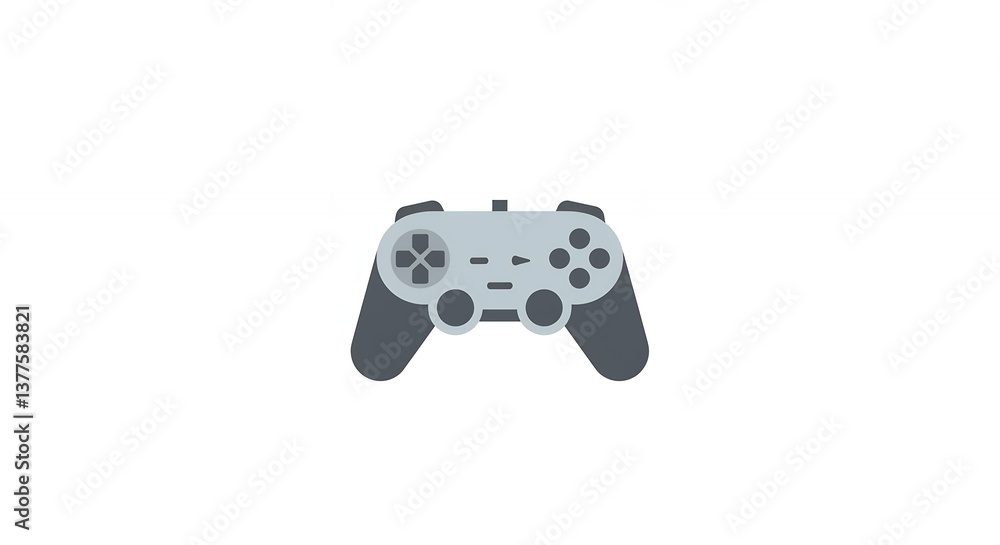 Poster gaming controller icon isolated on white for digital design projects
