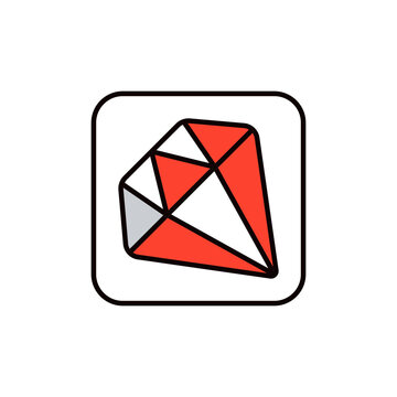 Ruby Gem Colored Vector Icon for Software Package Management.
