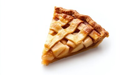 Baked apple pie slice, golden crust