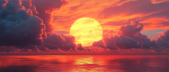 Retro futuristic synthwave sunset with holograms.