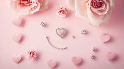 Pink Roses  Heart Jewelry.