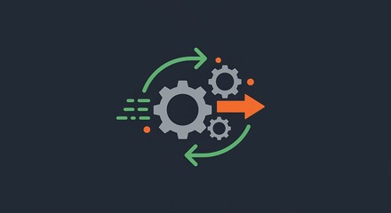 Gears Turning with Arrow Showing Process for Business and Workflow