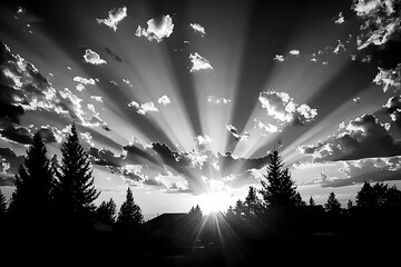 Black and White Sunset Clouds