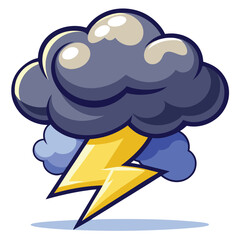 Storm Cloud Clipart Cartoon Style Vector Illustration – Thunder and Rain Icon
