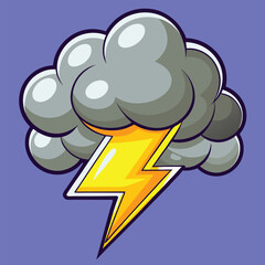 Storm Cloud Clipart Cartoon Style Vector Illustration – Thunder and Rain Icon
