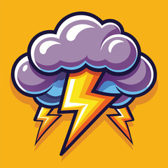 Storm Cloud Clipart Cartoon Style Vector Illustration – Thunder and Rain Icon