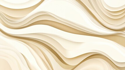Obraz premium Beige and White Abstract Layered Wavy Pattern