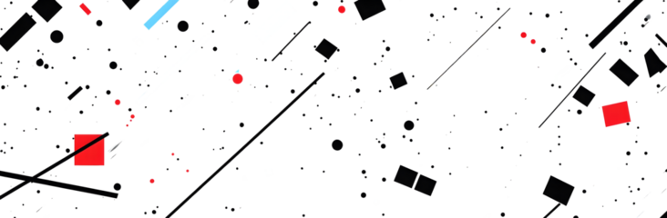 Minimalistic Geometric Lines with Red and Blue Accents on white and transparent background. PNG