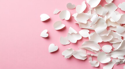 Broken hearts with pink background.