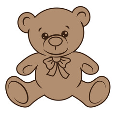 Cute sitting toy bear vector cartoon illustration