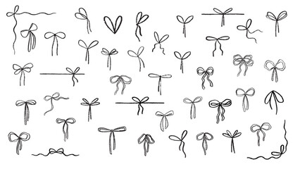 Black Hand Drawn Ribbon Bows Doodles