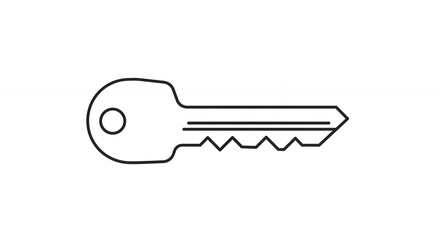 Simple Key Outline Illustration on White Background for Security Design