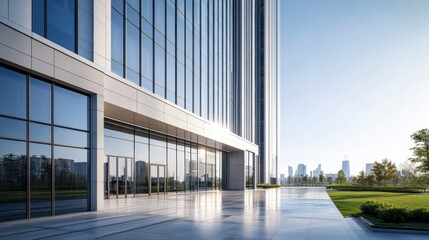 Modern Glass Skyscraper Exterior on a Bright Day