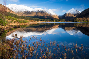 Scotland and loch Urr mountain reflection