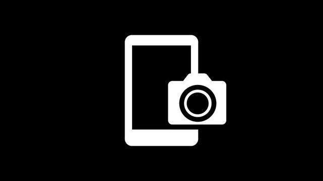 Mobile phone with camera icon. technology background logotype icon animation.