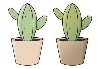 Illustration of Potted Cactus Plant.