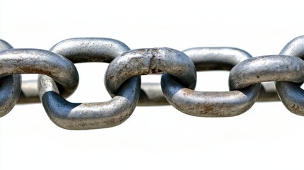 Obraz premium Close Up of a Rusty Grey Metal Chain on White Background