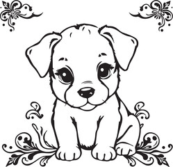 Cute puppy. Hand drawn vector illustration