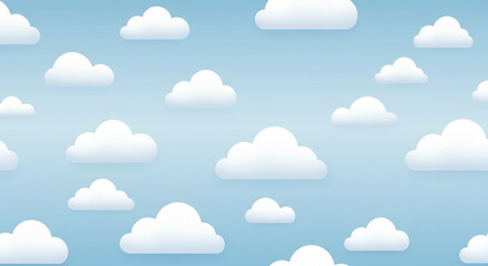Fototapeta premium Cartoon Clouds on Blue Sky Background