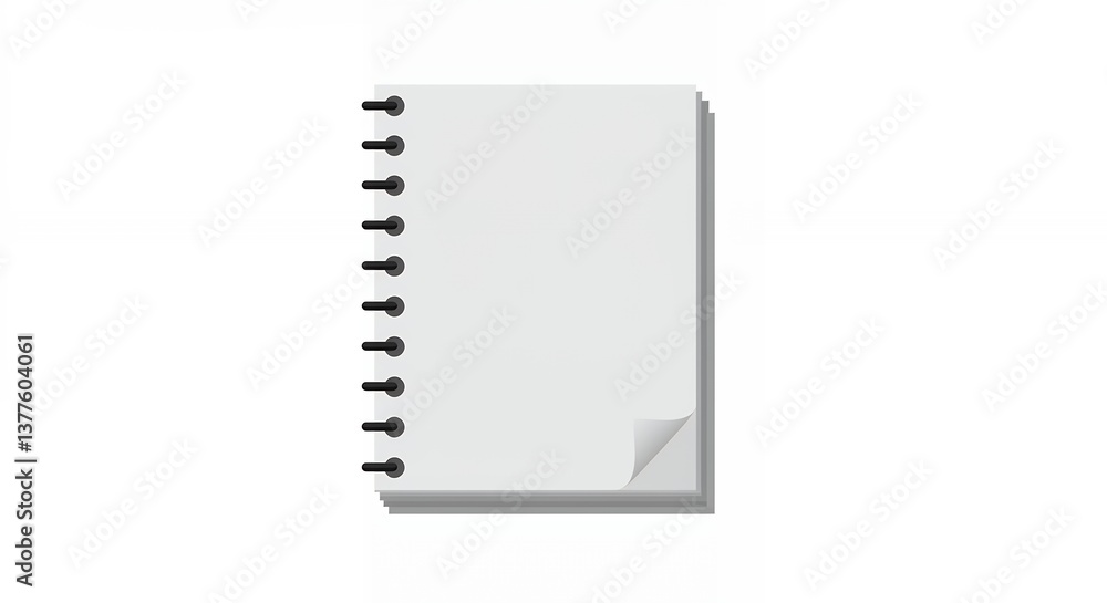 Poster blank spiral notebook with a curled page for notes and planning