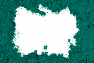 dark green pigment powder frame border isolated on white or transparent png